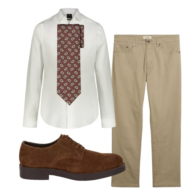 Outfit uomo - Total look #2431115. Stile Business/Elegante per Ufficio. Abbinamento con pantaloni, camicie, scarpe stringate, cravatte.