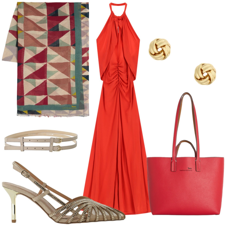 Outfit donna - Total look #2431286. Stile Casual chic per Serata fuori. Abbinamento con shopping bag, sciarpe, orecchini, décolleté, cinture, vestiti lunghi.