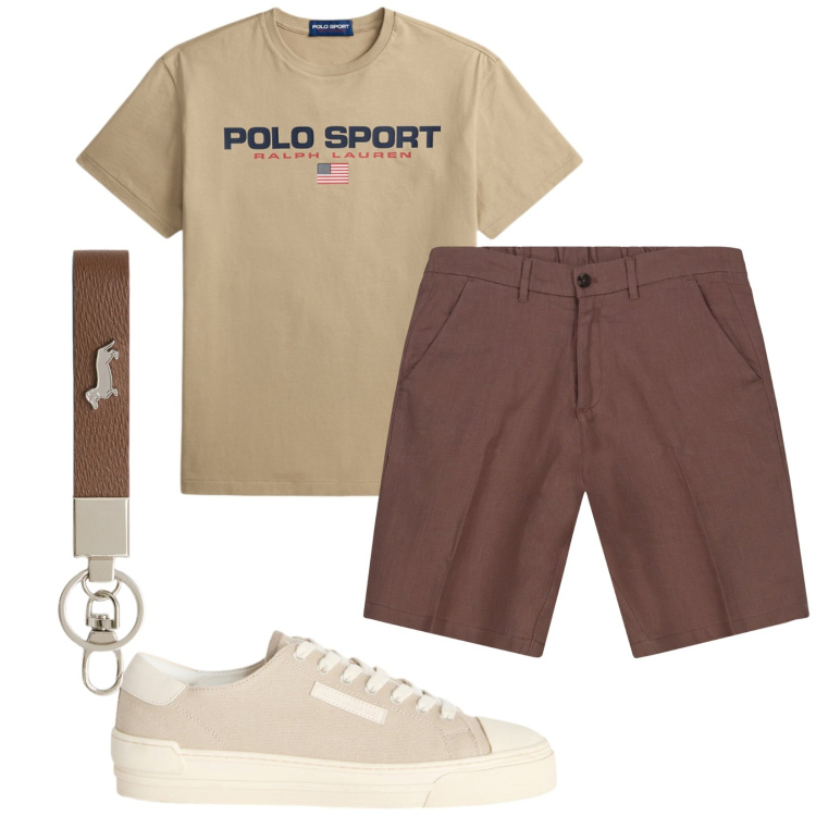 Outfit uomo - Total look #2431326. Stile Casual per Tutti i giorni. Abbinamento con sneakers, portachiavi, t-shirt, bermuda.