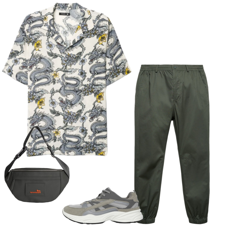 Outfit uomo - Total look #2431369. Stile Casual per Tutti i giorni. Abbinamento con borse sportive, pantaloni, sneakers, camicie a manica corta.
