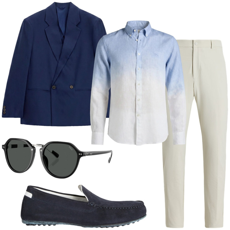 Outfit uomo - Total look #2431379. Stile Business/Elegante per Serata speciale. Abbinamento con scarpe stringate, camicie, occhiali da sole, pantaloni, giacche.