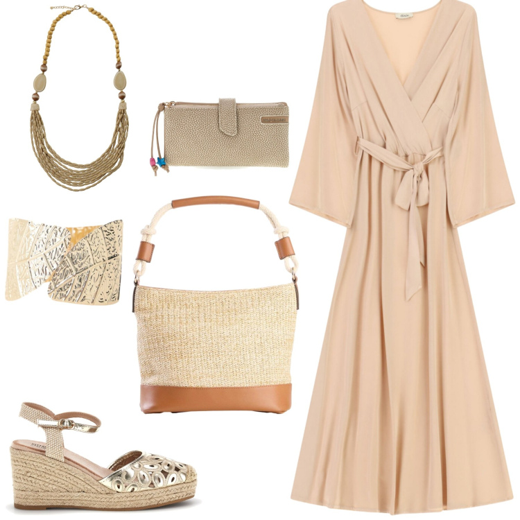 Outfit donna - Total look #2431396. Abbinamento con borse a mano, braccialetti, vestiti midi/longuette, collane, zeppe, portafogli.