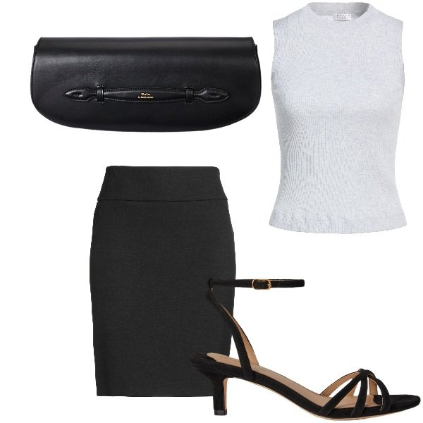 Outfit donna - Total look #2431399. Abbinamento con top, minigonne, clutch, sandali col tacco.