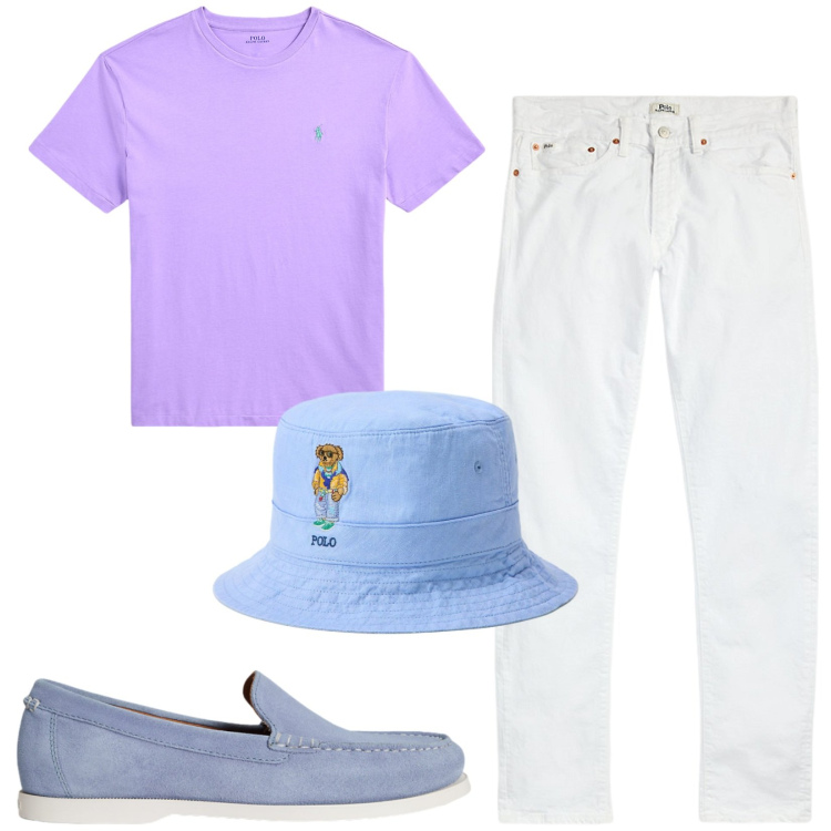 Outfit uomo - Total look #2431406. Stile Trendy per Tutti i giorni. Abbinamento con jeans, t-shirt, scarpe stringate, cappelli.