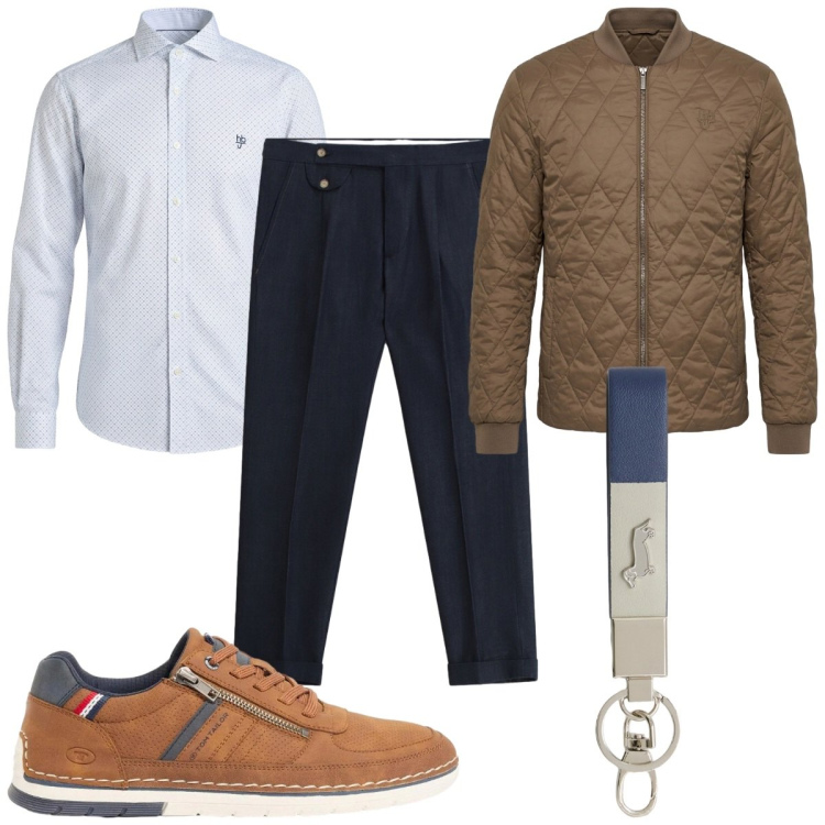 Outfit uomo - Total look #2431440. Stile Casual per Tutti i giorni. Abbinamento con sneakers, piumini, camicie, portachiavi, pantaloni.