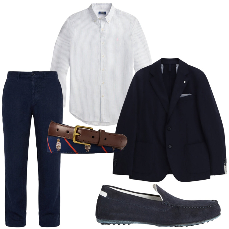 Outfit uomo - Lino in città. Stile Trendy per Ufficio. Abbinamento con scarpe stringate, pantaloni chino, cinture, camicie, giacche.