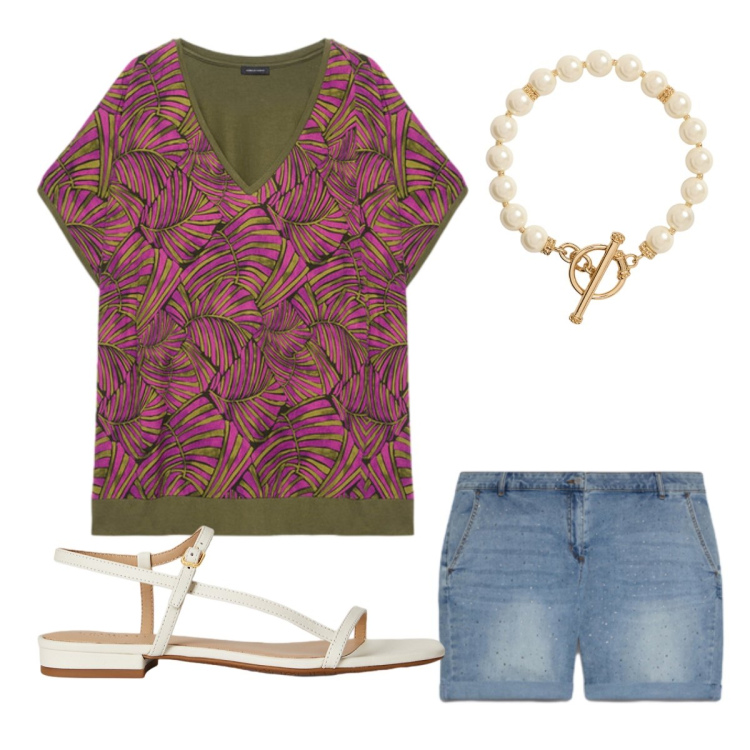 Outfit donna - La maglietta che mi fa stare bene. Stile Urban per Tutti i giorni. Abbinamento con shorts, t-shirt, collane, sandali in pelle.