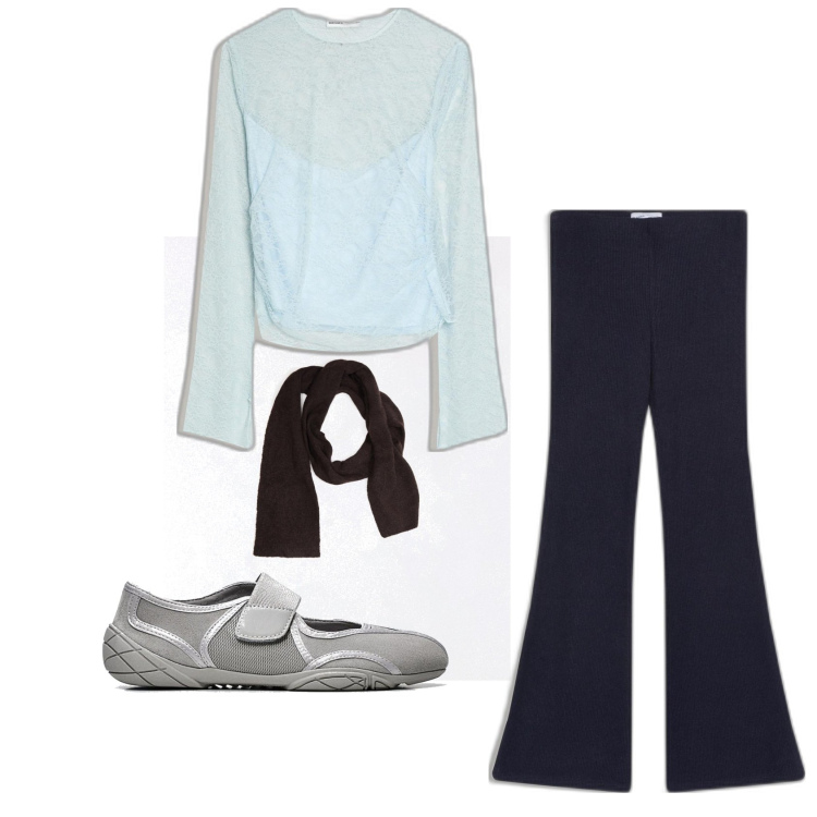 Outfit mujer - Urban style. Estilo Urban para Todos los días. Combinación con bailarinas, bufandas, pantalones, camiseta.