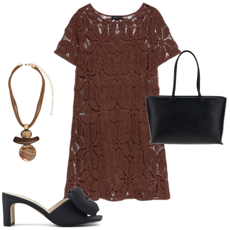 Outfit donna - Fiorella Rubino. Stile Casual chic per Serata fuori. Abbinamento con vestiti corti, ciondoli, sandali col tacco, borse a spalla.