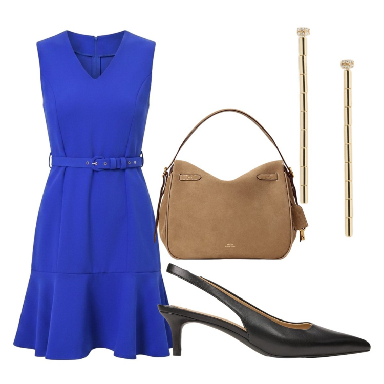 Outfit donna - Rinascimento - Eleganza d’estate. Stile Bon Ton per Cerimonia. Abbinamento con borse a mano, décolleté, orecchini, vestiti corti.