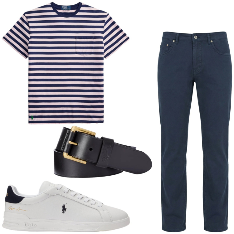 Outfit uomo - Total look #2431620. Stile Casual per Tutti i giorni. Abbinamento con pantaloni, cinture, sneakers, t-shirt.