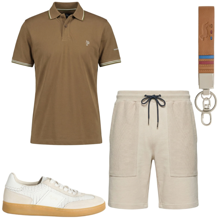 Outfit uomo - Total look #2431625. Stile Casual per Tutti i giorni. Abbinamento con sneakers, portachiavi, polo, pantaloni corti.