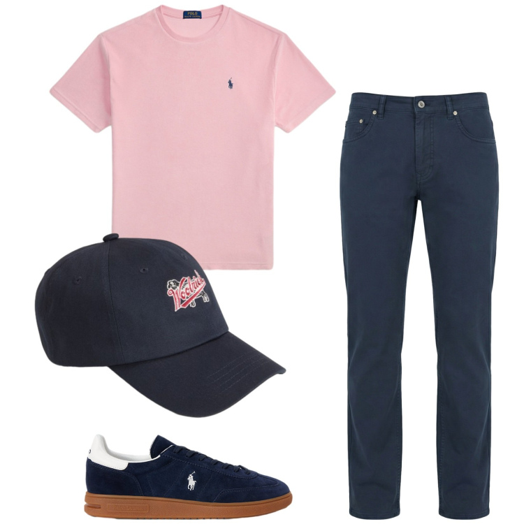 Outfit uomo - Total look #2431673. Stile Casual per Tutti i giorni. Abbinamento con pantaloni, cappelli con visiera, sneakers, t-shirt.