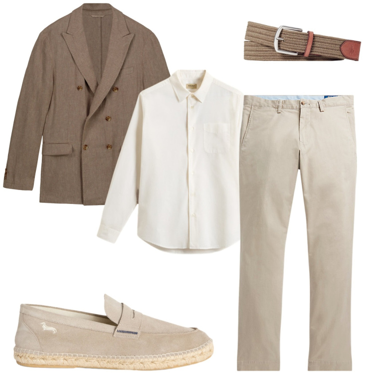 Outfit uomo - Casual al lavoro. Stile Casual per Ufficio. Abbinamento con espadrillas, camicie, pantaloni, cinture, giacche.