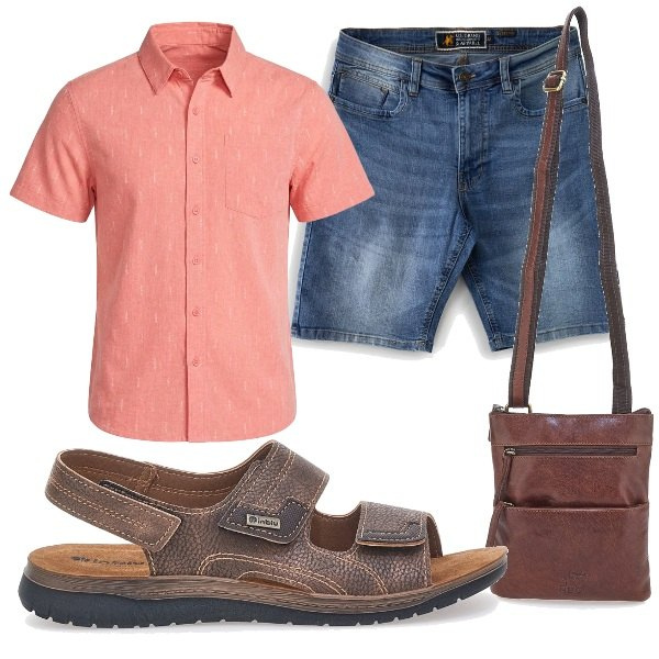 Outfit uomo - Pittarello Summer Collection. Stile Casual per Tutti i giorni. Abbinamento con portafogli, sandali, bermuda, camicie a manica corta.