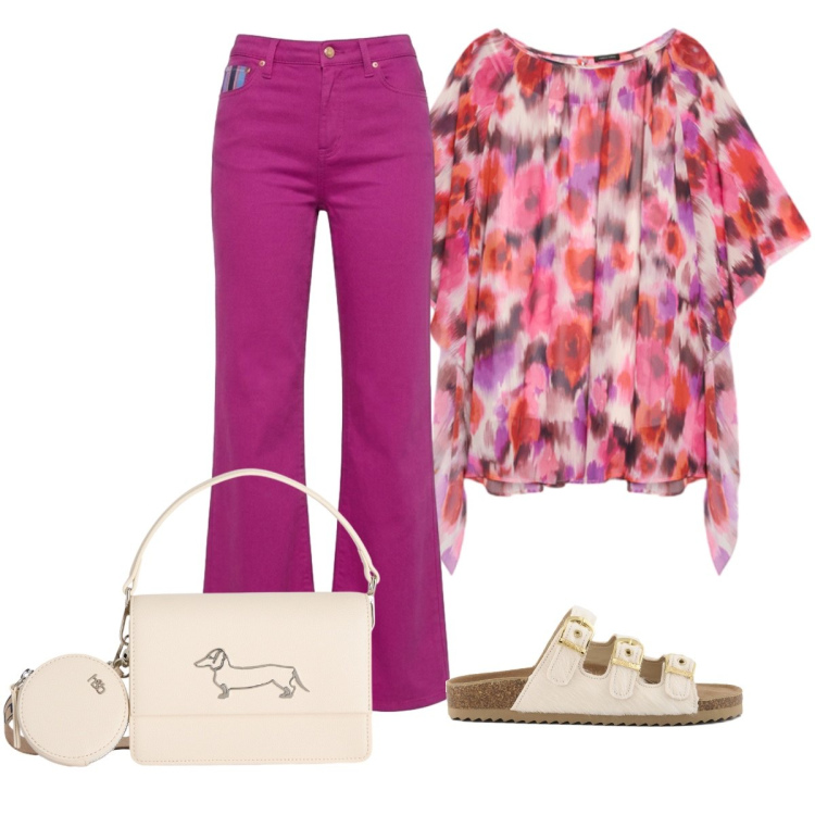 Outfit donna - Fucsia: colore forte e vibrante. Stile Glamour per Tutti i giorni. Abbinamento con pantaloni, borse a tracolla, tuniche, sandali in pelle.