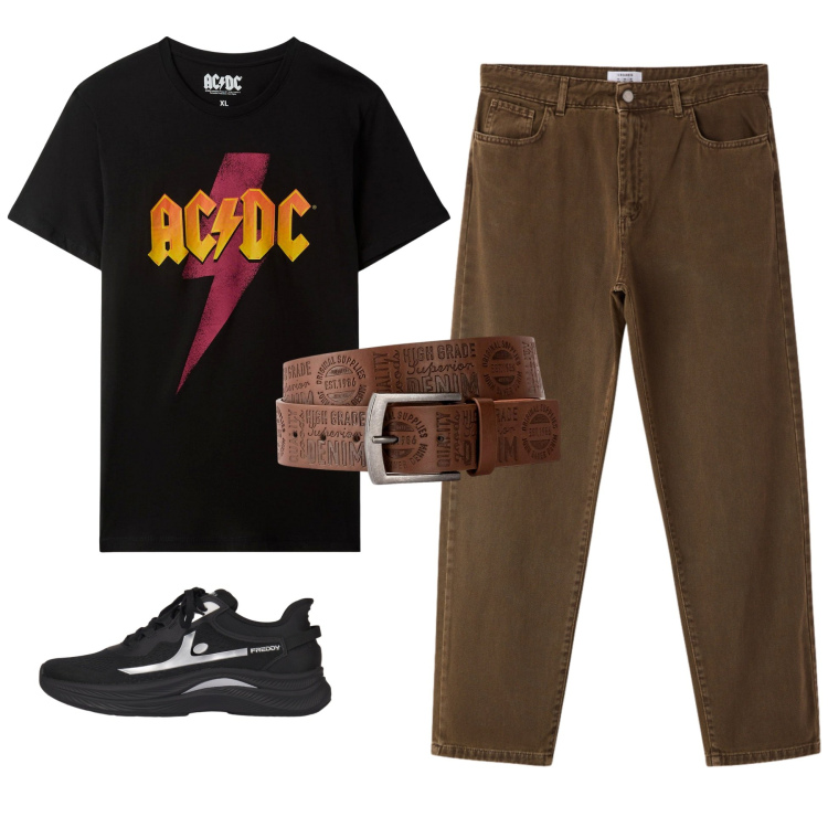 Outfit uomo - Rock Every Day. Stile Biker Rock per Tutti i giorni. Abbinamento con cinture, t-shirt, pantaloni, sneakers.