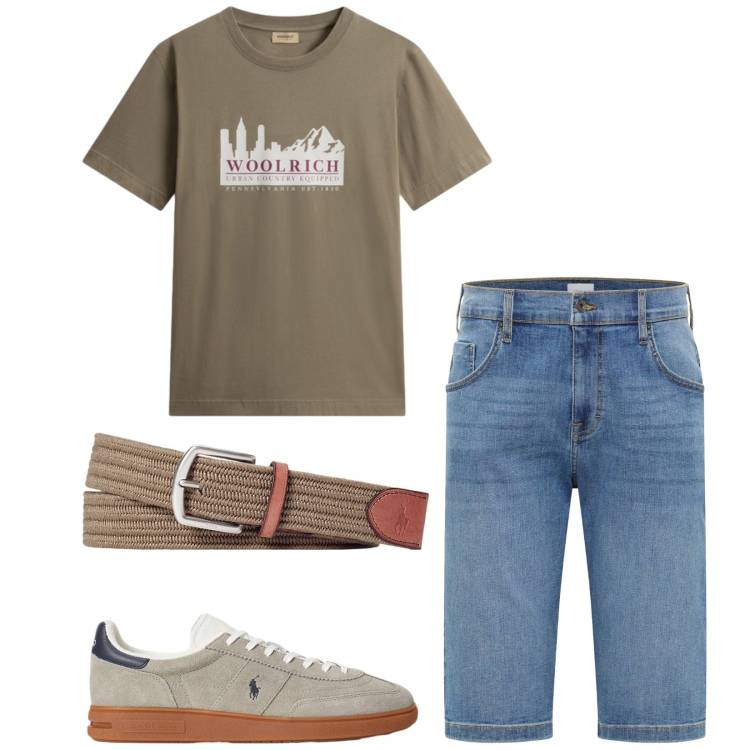 Outfit uomo - Total look #2431879. Stile Casual per Tutti i giorni. Abbinamento con bermuda, t-shirt, cinture, sneakers.