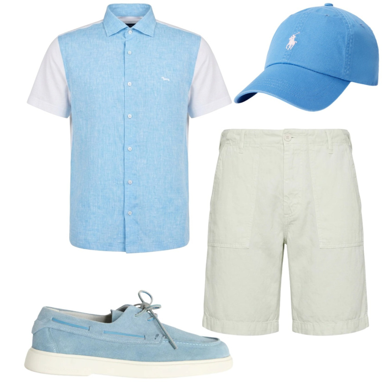 Outfit uomo - Total look #2431884. Stile Casual per Tutti i giorni. Abbinamento con scarpe stringate, bermuda, polo, cappelli.
