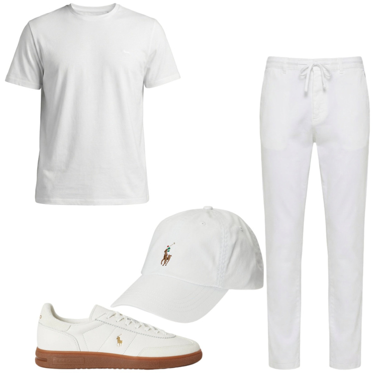 Outfit uomo - Total look #2431889. Stile Trendy per Tutti i giorni. Abbinamento con t-shirt, pantaloni, cappelli, sneakers.