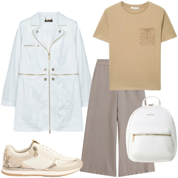 Outfit donna - Tempo di saldi. Stile Casual chic per Tutti i giorni. Abbinamento con sneakers, t-shirt, zaini, pantaloni, cappotti.