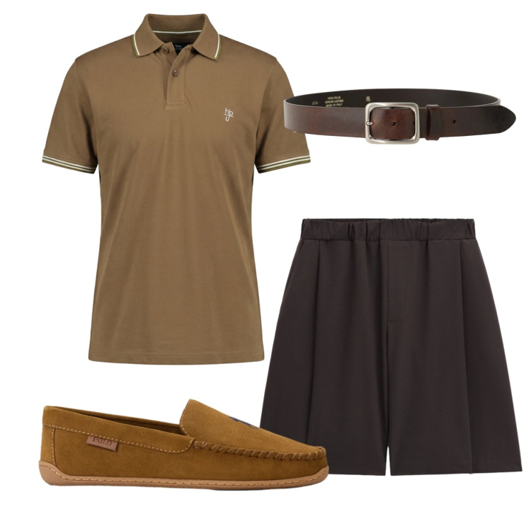 Outfit uomo - Total look #2431964. Stile Casual per Tutti i giorni. Abbinamento con polo, scarpe stringate, cinture, bermuda.