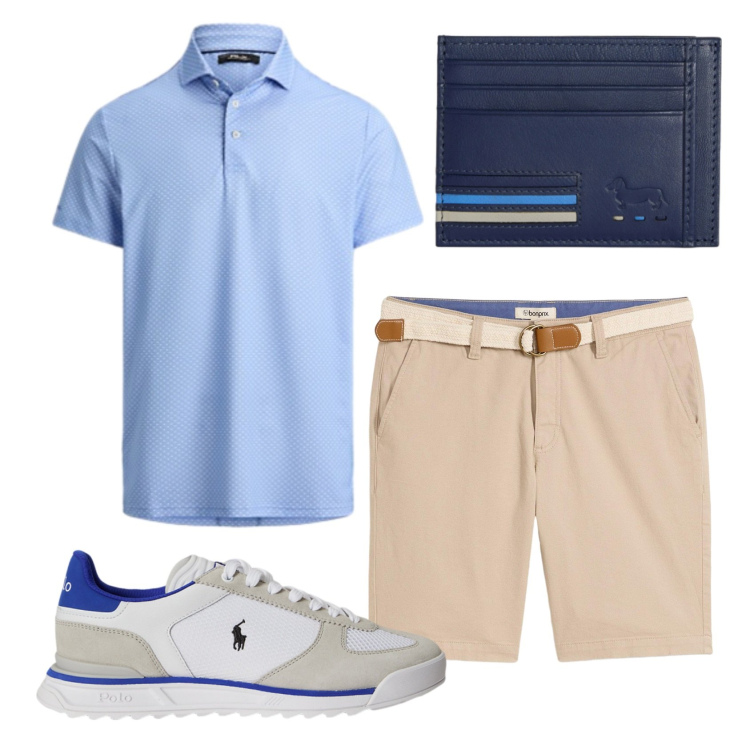 Outfit uomo - Total look #2431966. Stile Casual per Tutti i giorni. Abbinamento con bermuda, portafogli, sneakers, polo.