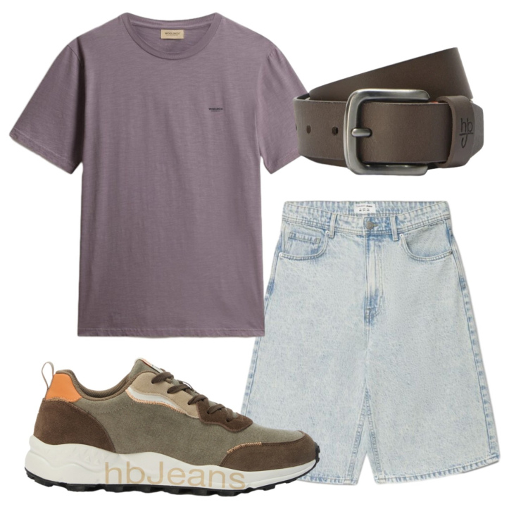 Outfit uomo - Total look #2431967. Stile Casual per Tutti i giorni. Abbinamento con sneakers, cinture, shorts, t-shirt.