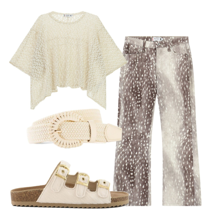 Outfit donna - Total look #2431998. Stile Urban per Tutti i giorni. Abbinamento con cinture, pantaloni, top, sandali in pelle.
