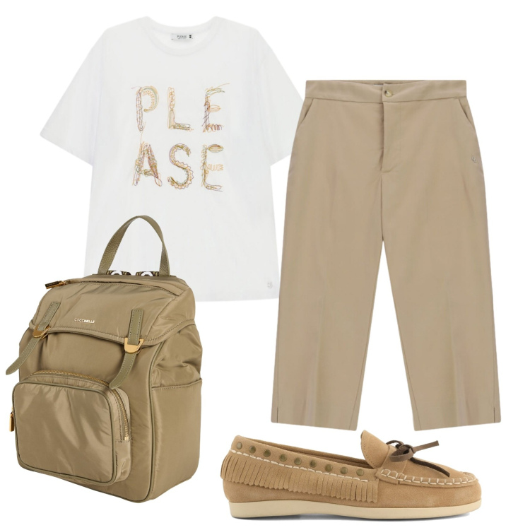 Outfit donna - Total look #2432001. Stile Basic per Ufficio. Abbinamento con zaini, bermuda, t-shirt, mocassini.