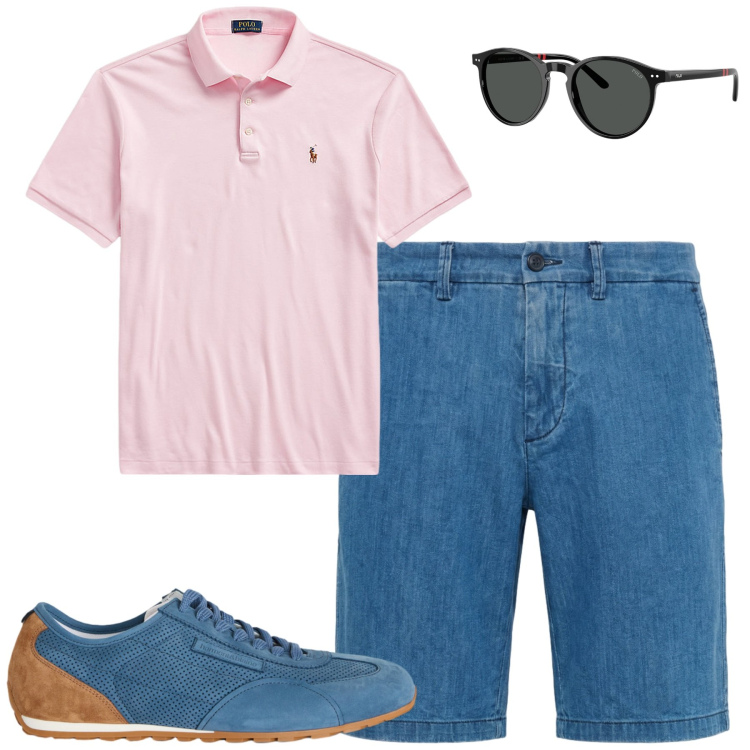 Outfit uomo - Total look #2432045. Stile Casual per Tutti i giorni. Abbinamento con sneakers, bermuda, polo, occhiali da sole.