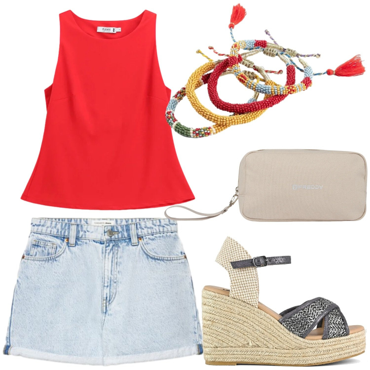 Outfit donna - Bracciali colorati. Stile Minimal per Tutti i giorni. Abbinamento con braccialetti, shorts, top, valigie, zeppe.