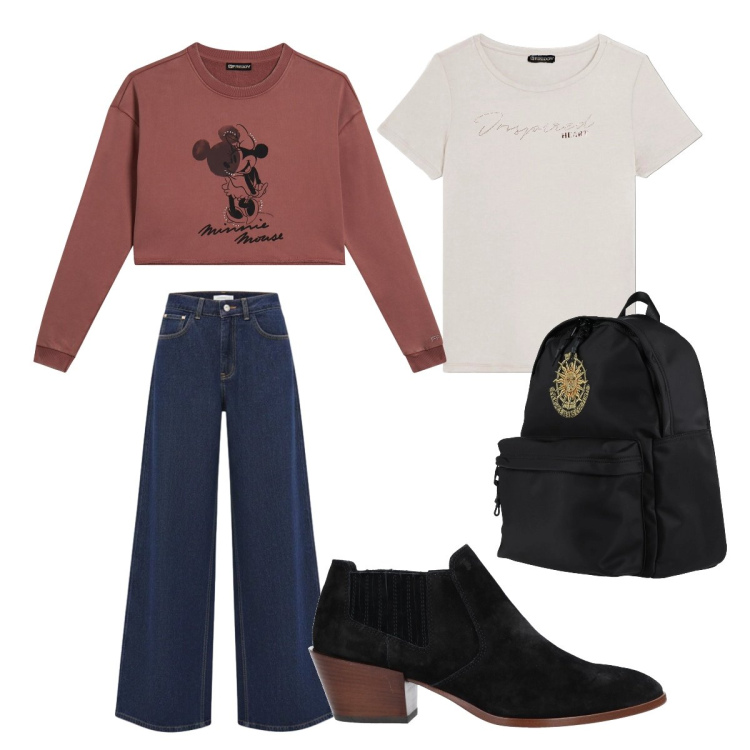 Outfit donna - Cannella per l’aria condizionata. Stile Sporty chic per Ufficio. Abbinamento con zaini, stivaletti, felpe, t-shirt, jeans.