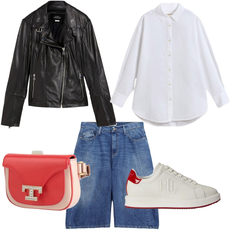 Outfit donna - Fascino urbano. Stile Basic per Serata fuori. Abbinamento con marsupi, giacche, bermuda, sneakers, camicie.
