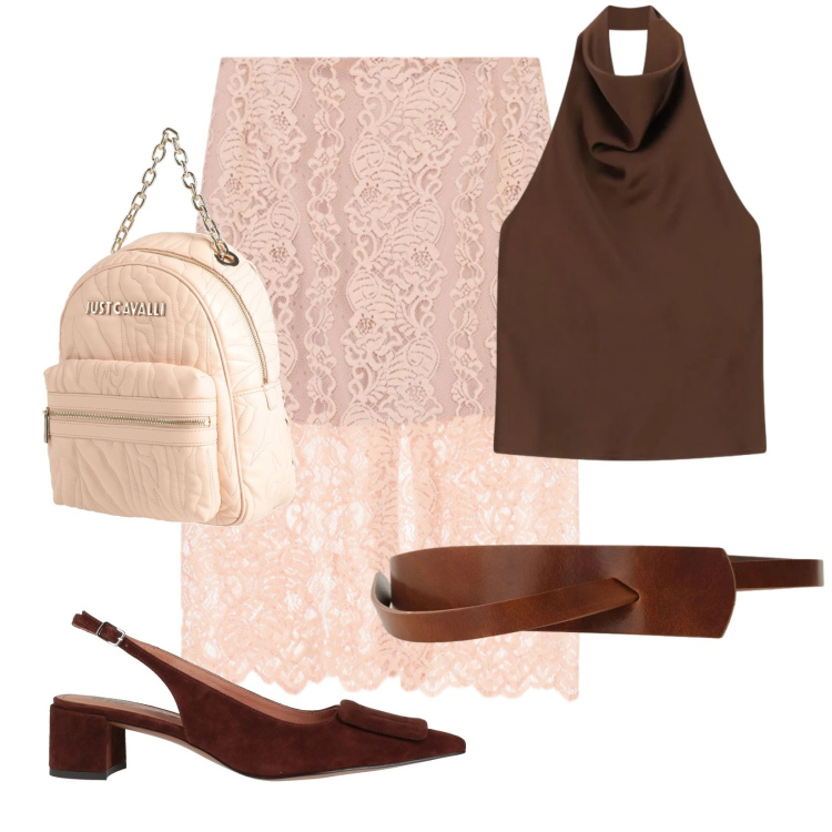 Outfit donna - Cena all'aperto. Stile Chic per Serata fuori. Abbinamento con top, gonne longuette, cinture, zaini, décolleté.