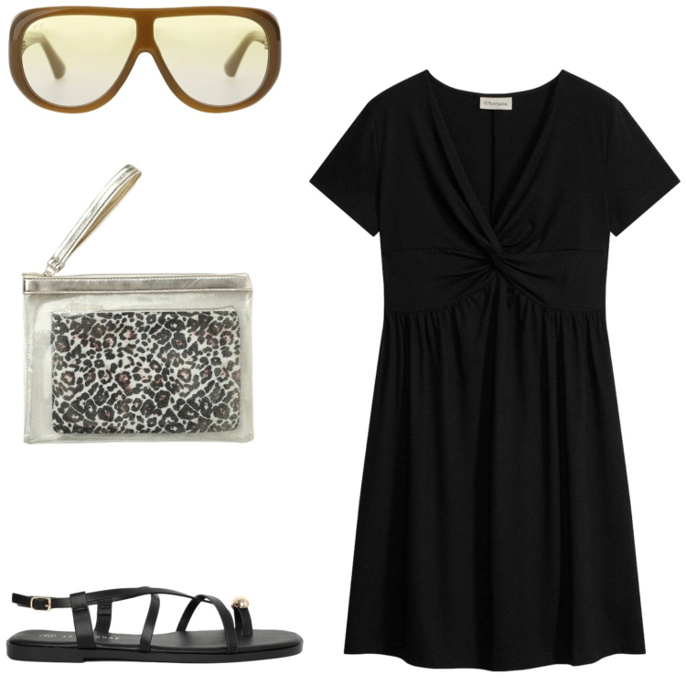 Outfit donna - Total look #2432172. Stile Casual per Tutti i giorni. Abbinamento con vestiti, pochette, sandali, occhiali da sole.