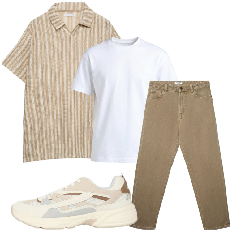 Outfit uomo - Total look #2432177. Stile Trendy per Tutti i giorni. Abbinamento con t-shirt, sneakers, jeans, polo.
