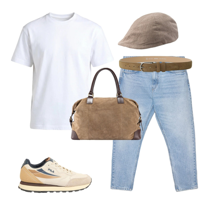 Outfit uomo - Par..ti...amo?. Stile Casual per Mare. Abbinamento con sneakers, t-shirt, jeans, borse sportive, cappelli e berretti, cinture.