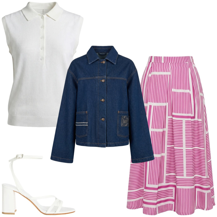 Outfit donna - Harmont & Blaine: apericena. Stile Trendy per Serata fuori. Abbinamento con sandali in pelle, gonne lunghe, polo, cappotti.