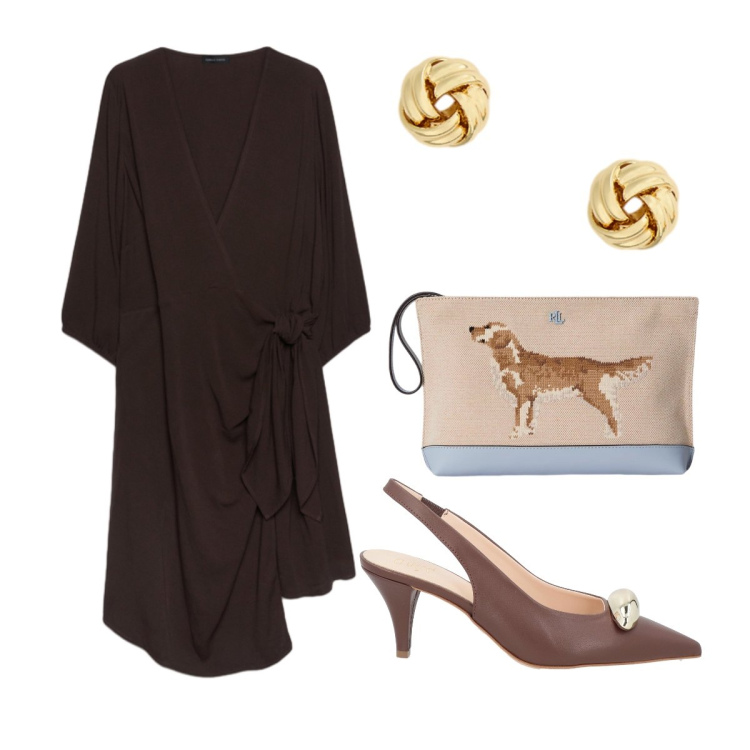 Outfit donna - Cerimonia con l’abito leggero. Stile Bon Ton per Cerimonia. Abbinamento con décolleté, vestiti corti, orecchini, pochette.