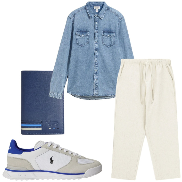 Outfit uomo - Denim lovers. Stile Casual per Tutti i giorni. Abbinamento con camicie, portafogli, sneakers, pantaloni.