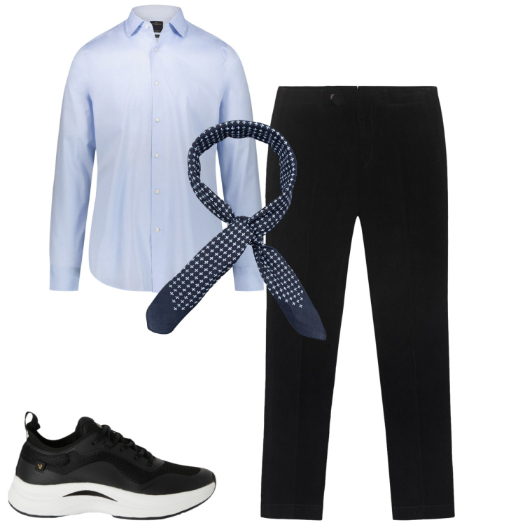Outfit uomo - Doppelganger. Stile Urban per Tutti i giorni. Abbinamento con sneakers, camicie, pantaloni, sciarpe e foulard.