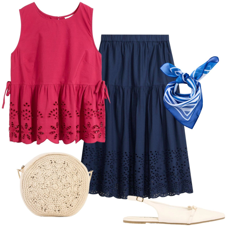 Outfit donna - Pizzo e macramè. Stile Casual per Tutti i giorni. look ideale per Tall. Abbinamento con canottiere, gonne longuette, ballerine, borse a tracolla, foulard.