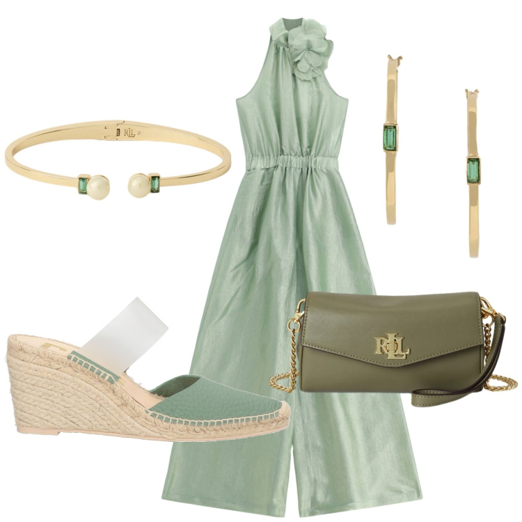 Outfit donna - Total look #2432354. Stile Casual chic per Serata fuori. Abbinamento con espadrillas, tute, portafogli, orecchini, braccialetti.