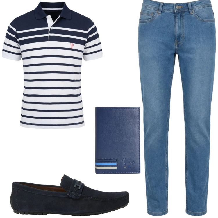 Outfit uomo - Total look #2432520. Stile Casual per Tutti i giorni. Abbinamento con portafogli, jeans, scarpe stringate, polo.