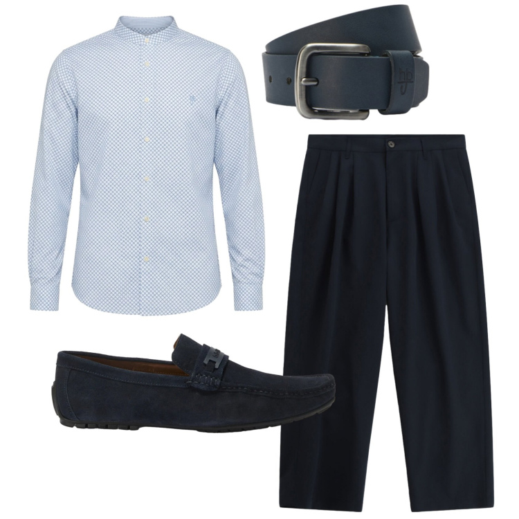Outfit uomo - Total look #2432599. Stile Business/Elegante per Serata speciale. Abbinamento con scarpe stringate, cinture, camicie, pantaloni.