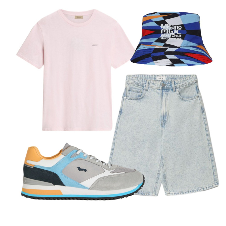 Outfit uomo - Total look #2432602. Stile Urban per Tutti i giorni. Abbinamento con sneakers, cappelli, shorts, t-shirt.