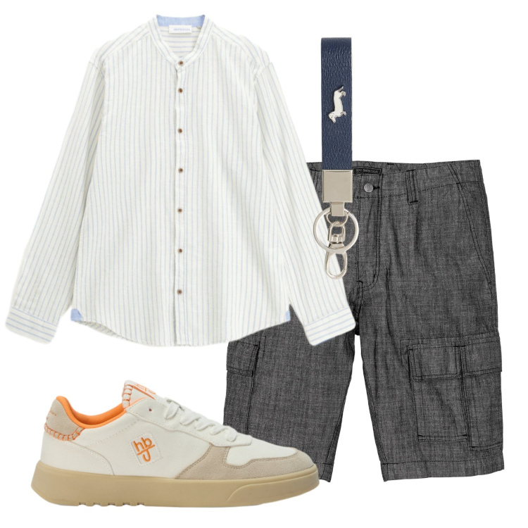 Outfit uomo - Total look #2432606. Stile Trendy per Serata speciale. Abbinamento con bermuda, sneakers, portachiavi, camicie.