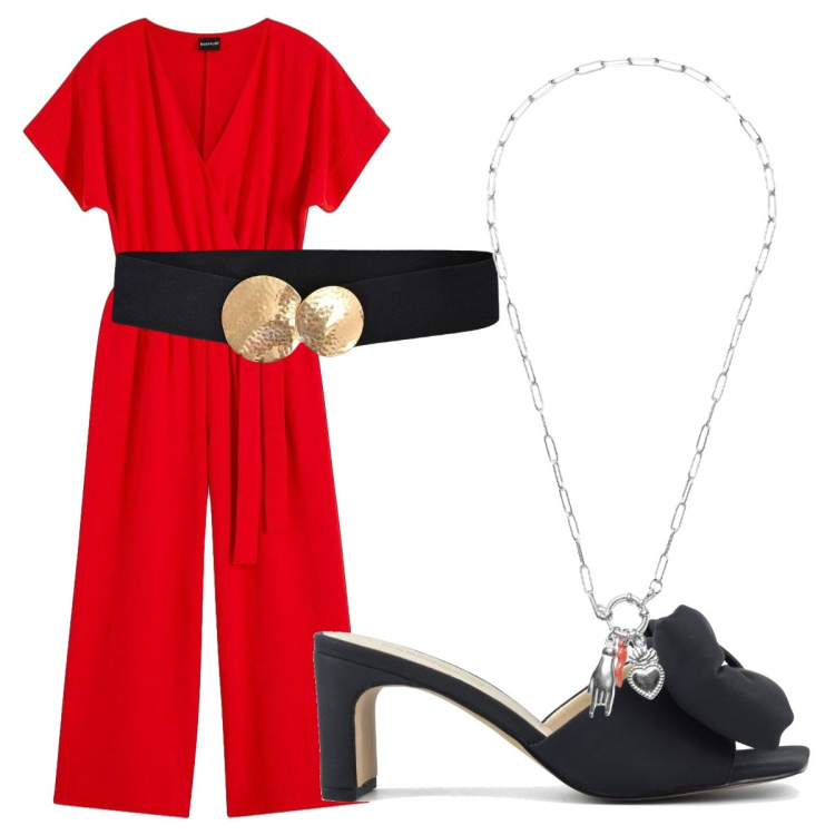 Outfit donna - Mi vesto così per l’ufficio a luglio. Stile Bon Ton per Ufficio. Abbinamento con tute, cinture, ciondoli, sandali col tacco.