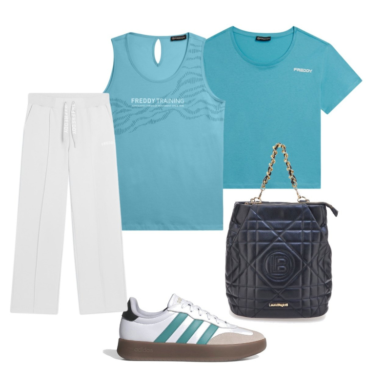 Outfit donna - Confort e movimento. Stile Sporty chic per Tutti i giorni. Abbinamento con pantaloni, t-shirt, canottiere, sneakers, zaini.